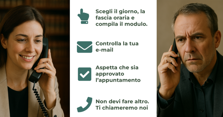 chiamata informativa gratuita primo contatto senza impegno prenota consulenza gratuita tutela legale staff avvocato salute