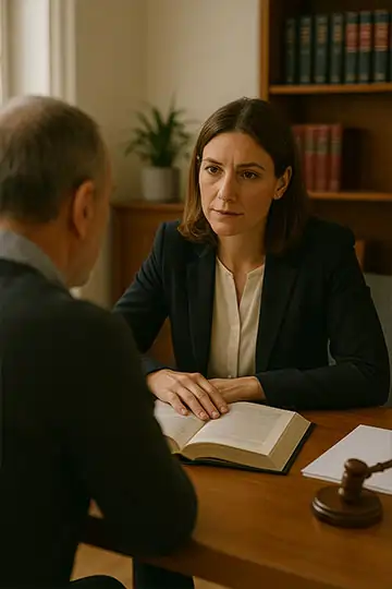 nello studio legale di un avvocato specializzato una persona ottiene supporto consulenza e tutela legale riguardo problemi diritti violati salute lavoro come cittadino lavoratore
