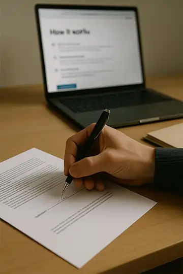 persona compila modello di procedura pec asl scaricato e stampato da nostro sitoweb risorse gratutite